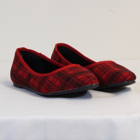 Serengeti Red Black Plaid Ballet Flats Size EU 37 US 7 - Picture 1 of 9